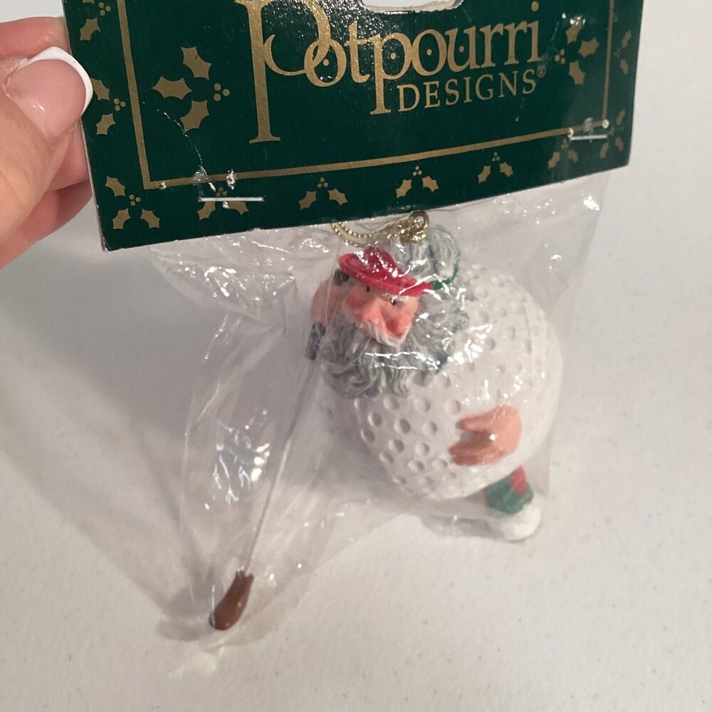 Vintage New Potpourri Designs Santa Claus Golf Ball Christmas Ornament St. Nick